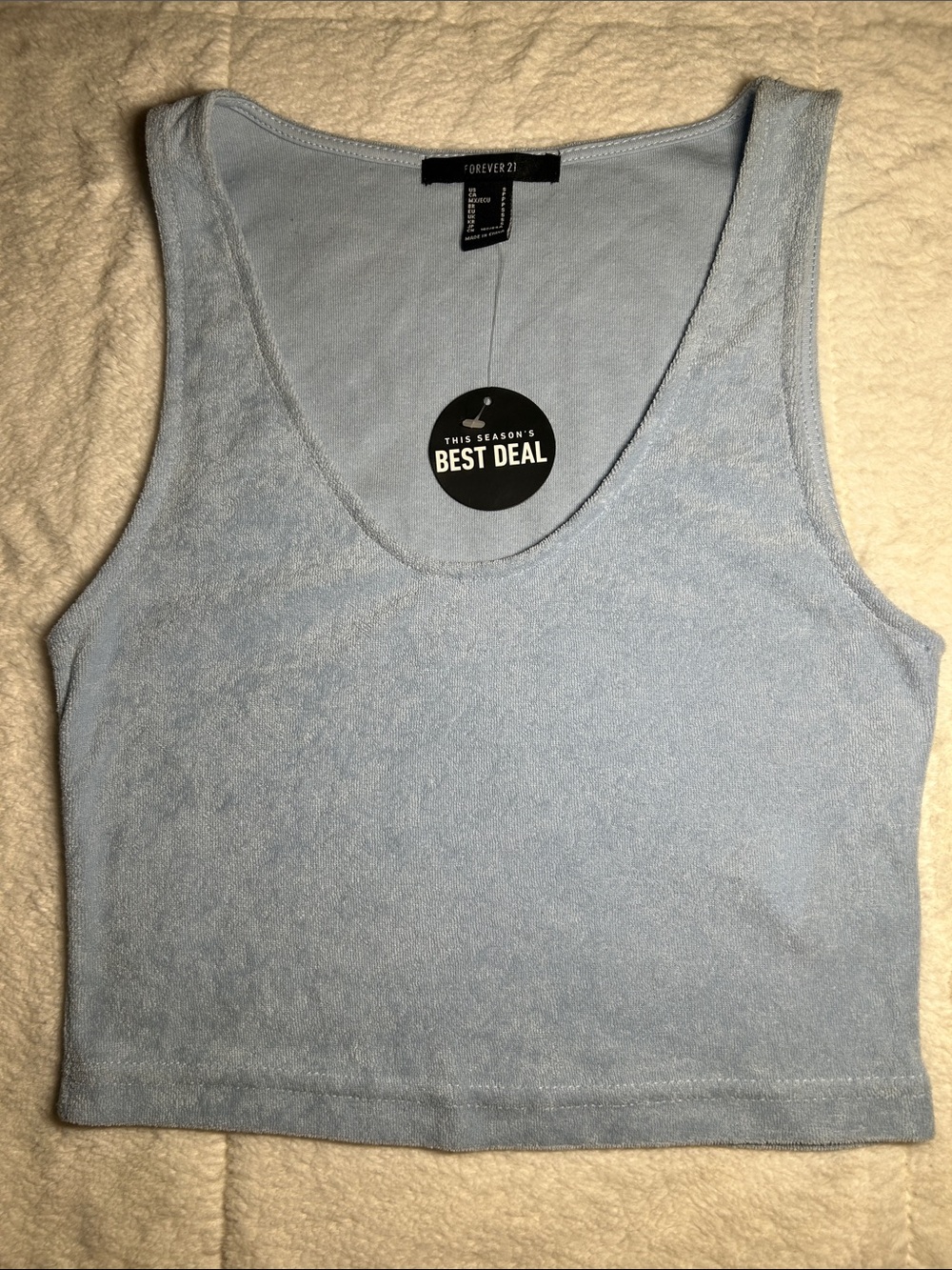 NWT Forever 21 Powder Blue Terry Crop Top